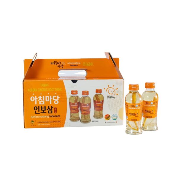 Nước Hồng Sâm Có Củ Biok Hộp 10 Chai * 120ml (Achimmadang Inbosam Biok Korea Ginseng Root Drink )