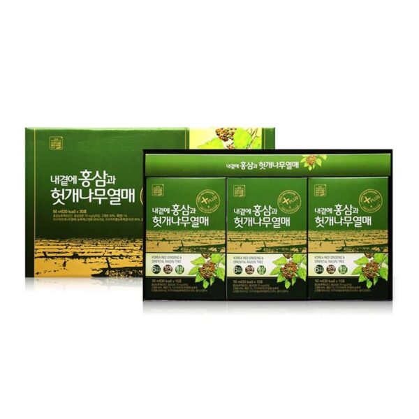 Nước hồng sâm bổ gan Daedong Hàn Quốc hộp 30 gói * 50ml (Korea Red Ginseng & Oriental Raisin Tree)