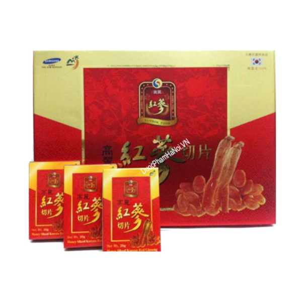 Hồng Sâm thái lát tẩm Mật Ong SAMBOK Hàn Quốc hộp 200g (Honey Sliced Korean Red Ginseng)