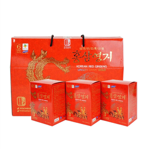 Nước Hồng Sâm Linh Chi POCHEON Hàn Quốc hộp 30 gói * 70ml (Korean Red Ginseng Lingzhi Drink Gold)