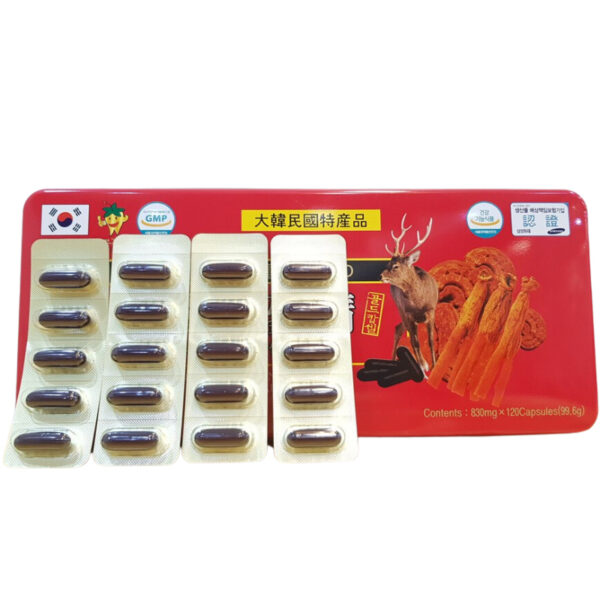 Viên đạm Hồng Sâm Linh Chi Nhung Hươu Hàn Quốc 120 viên * 830mg (Đạm đỏ)