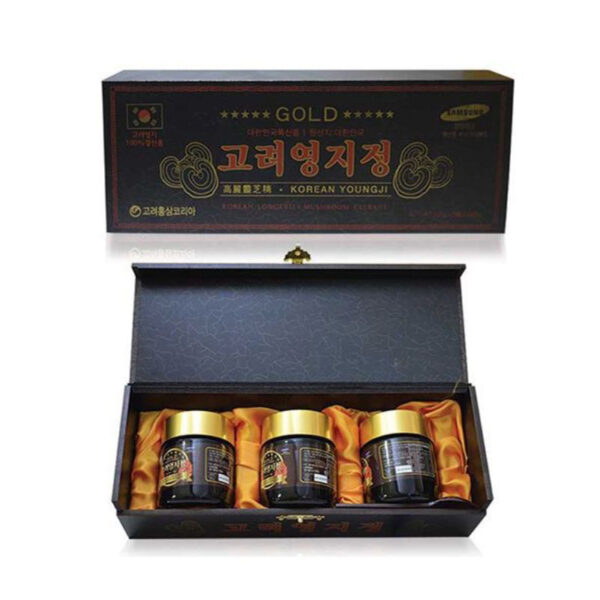 Cao Linh Chi Youngji Hàn Quốc hộp đen 3 lọ * 120g (Korean Longevity Mushroom Extract Gold)