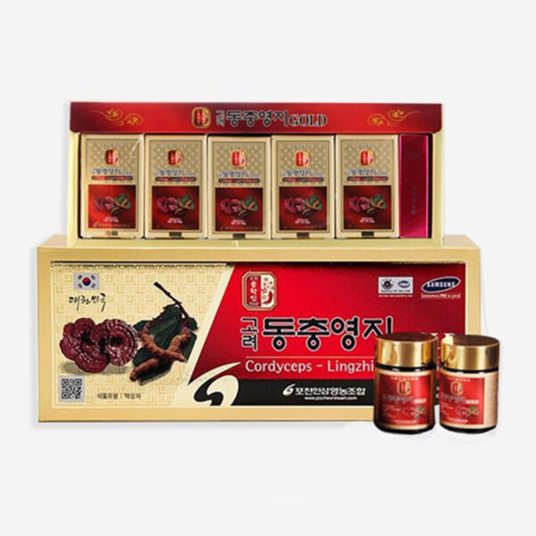 Cao Linh Chi Đông Trùng Hạ Thảo POCHEON Hàn Quốc hộp 5 lọ * 50g (Cordyceps-Lingzhi Extract Gold)